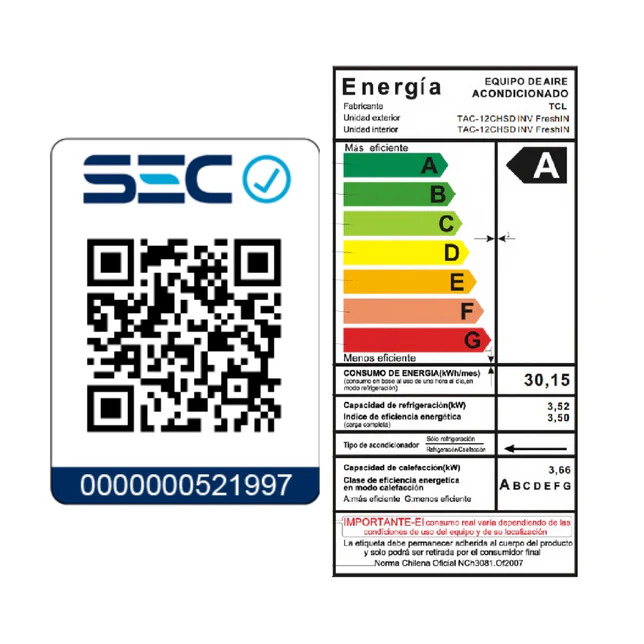 TCL FREEZEIN INVERTER GRIS 12000BTU