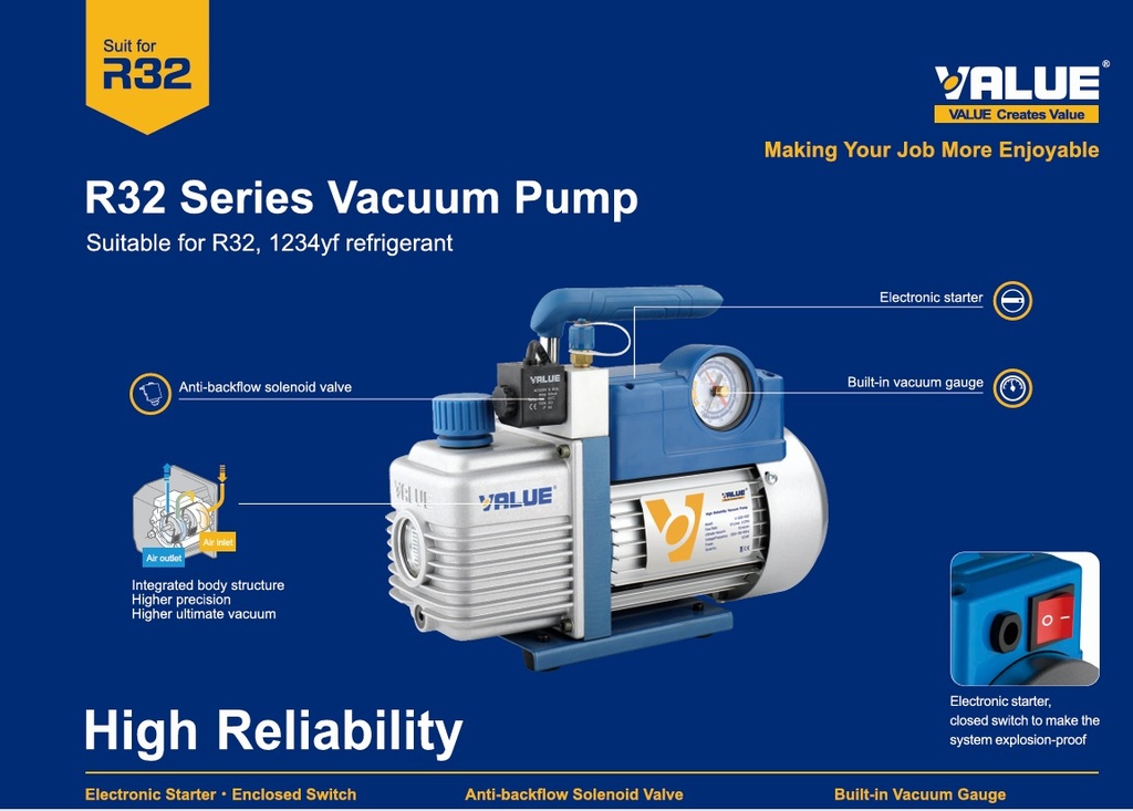 VALUE V-I125-R32/ BOMBA DE VACIO 2.5 CFM