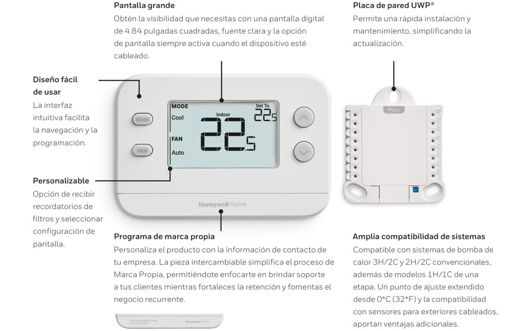 TH1320U4002  Termostato Digital No Programable 3 HEAT/2 COOL HONEYWELL