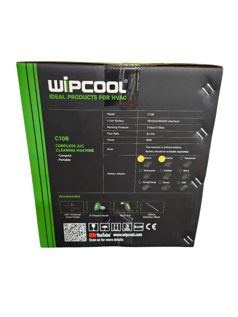 Bomba de limpieza A/C C10B + Batería WIPCOOL