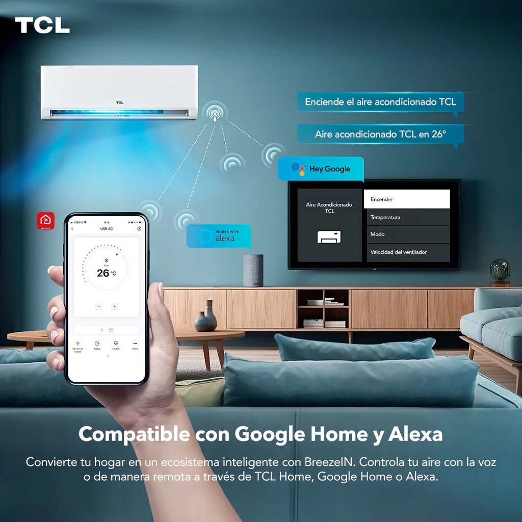 TCL MODELO BREEZEIN 2.0 AIRE ACONDICIONADO SPLIT 12000 BTU INVERTER FRIO/CALOR R32