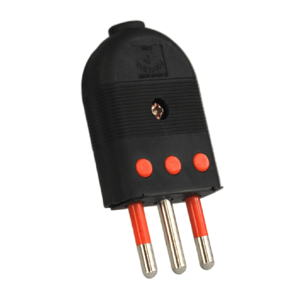 Enchufe Macho Volante 2P T 10 Amp NEGRO