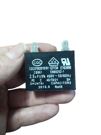 CAPACITOR PERMANTENTE CUADRADO 2,5 MFD 450 VAC