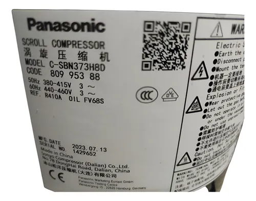 [C-SBN373H8D] Compresor Panasonic Scroll 60.000btu On Off 380v R410a